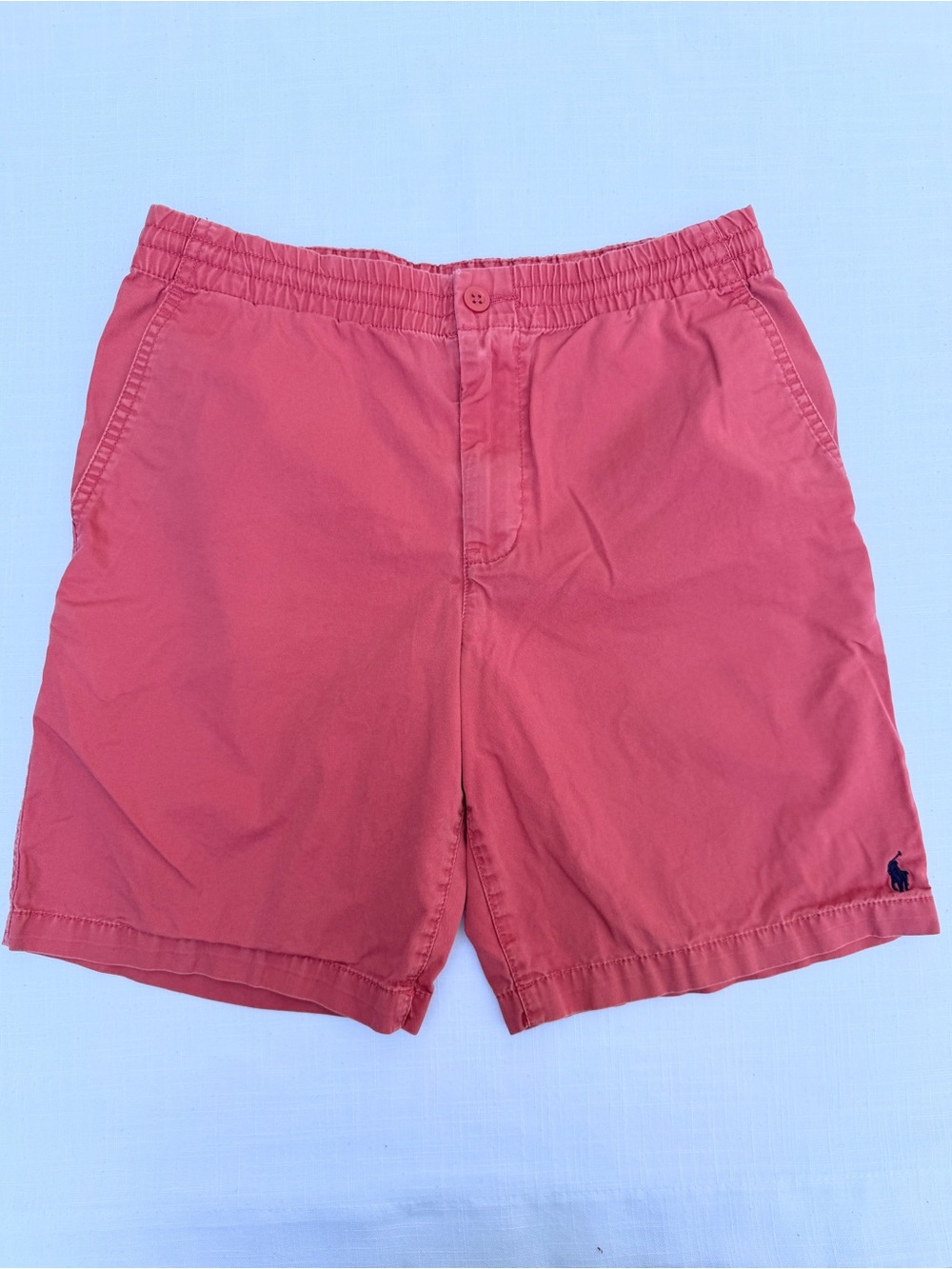 Polo Ralph Lauren Boys sz 16 Faded Red 100% Cotton Canvas Shorts w Navy Pony